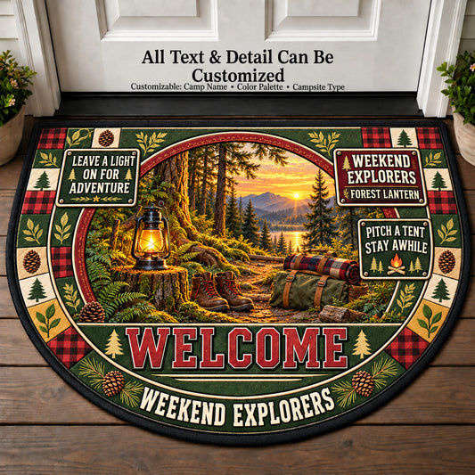 Forest Lantern - Weekend Explorers Personalized Half Round Mat | 5To9Vibe