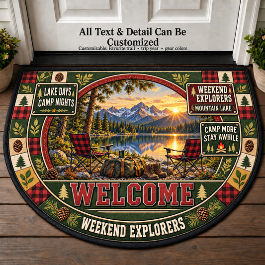 Mountain Lake - Weekend Explorers Personalized Half Round Mat | 5To9Vibe