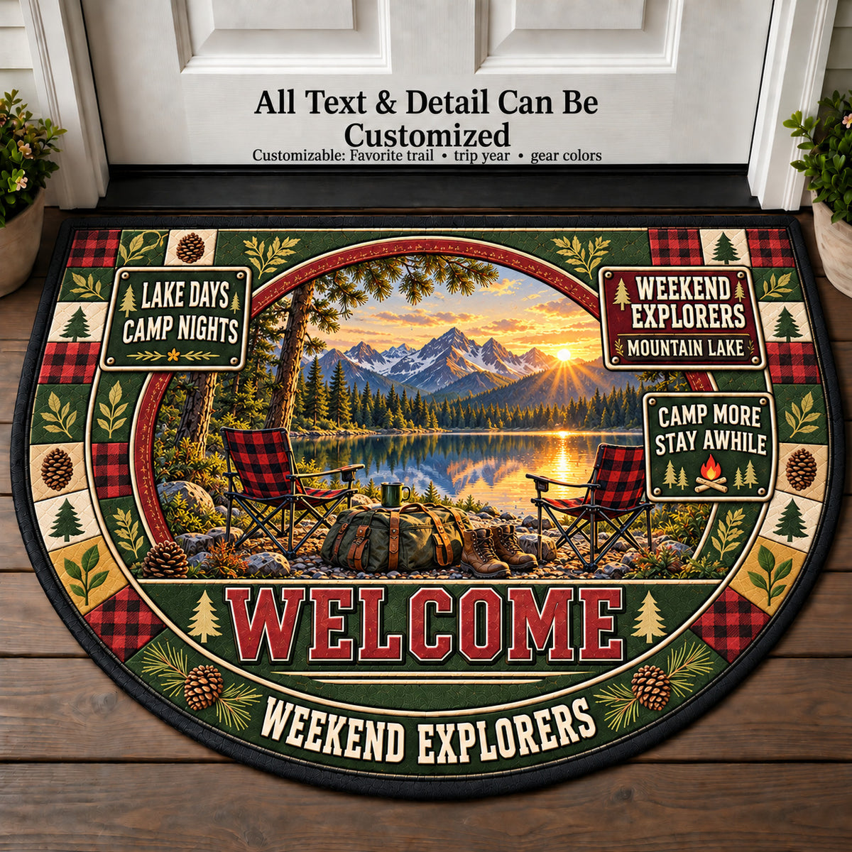 Mountain Lake - Weekend Explorers Personalized Half Round Mat | 5To9Vibe