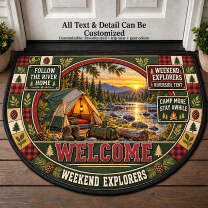 Riverside Tent - Weekend Explorers Personalized Half Round Mat | 5To9Vibe