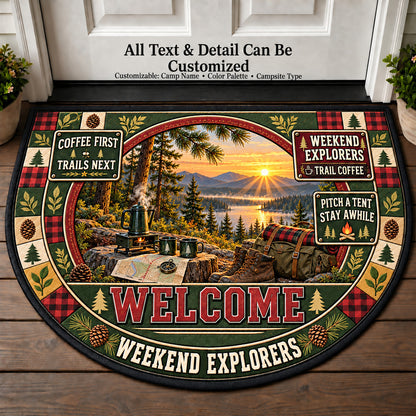 Trail Coffee - Weekend Explorers Personalized Half Round Mat | 5To9Vibe