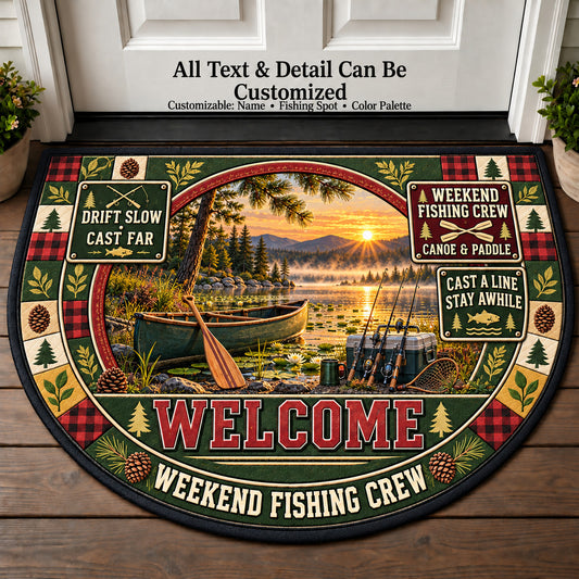 Canoe Paddle - Weekend Fishing Crew Personalized Half Round Mat | 5To9Vibe