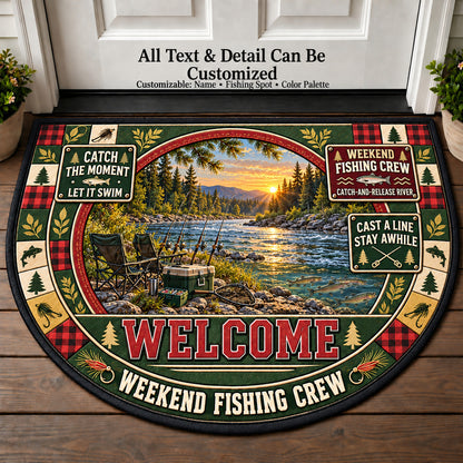 Catch and Release River - Weekend Fishing Crew Personalized Half Round Mat | 5To9Vibe