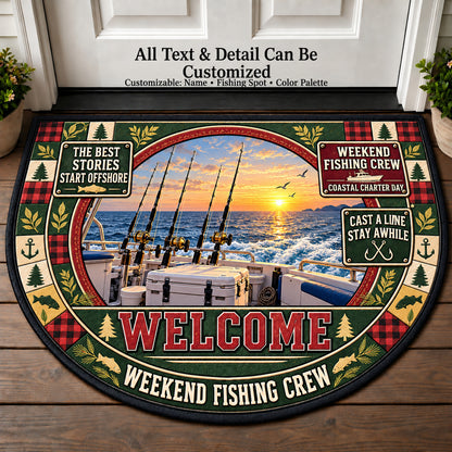 Coastal Charter Day - Weekend Fishing Crew Personalized Half Round Mat | 5To9Vibe
