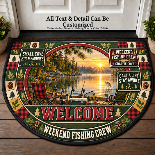 Crappie Cove - Weekend Fishing Crew Personalized Half Round Mat | 5To9Vibe