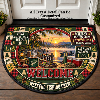 Fish Camp Coffee - Weekend Fishing Crew Personalized Half Round Mat | 5To9Vibe
