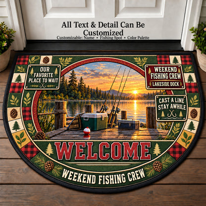 Lakeside Dock - Weekend Fishing Crew Personalized Half Round Mat | 5To9Vibe