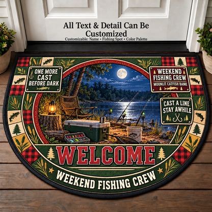 Moonlit Catfish Bank - Weekend Fishing Crew Personalized Half Round Mat | 5To9Vibe