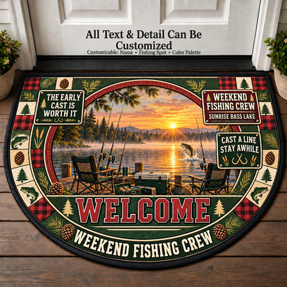 Sunrise Bass Lake - Weekend Fishing Crew Personalized Half Round Mat | 5To9Vibe