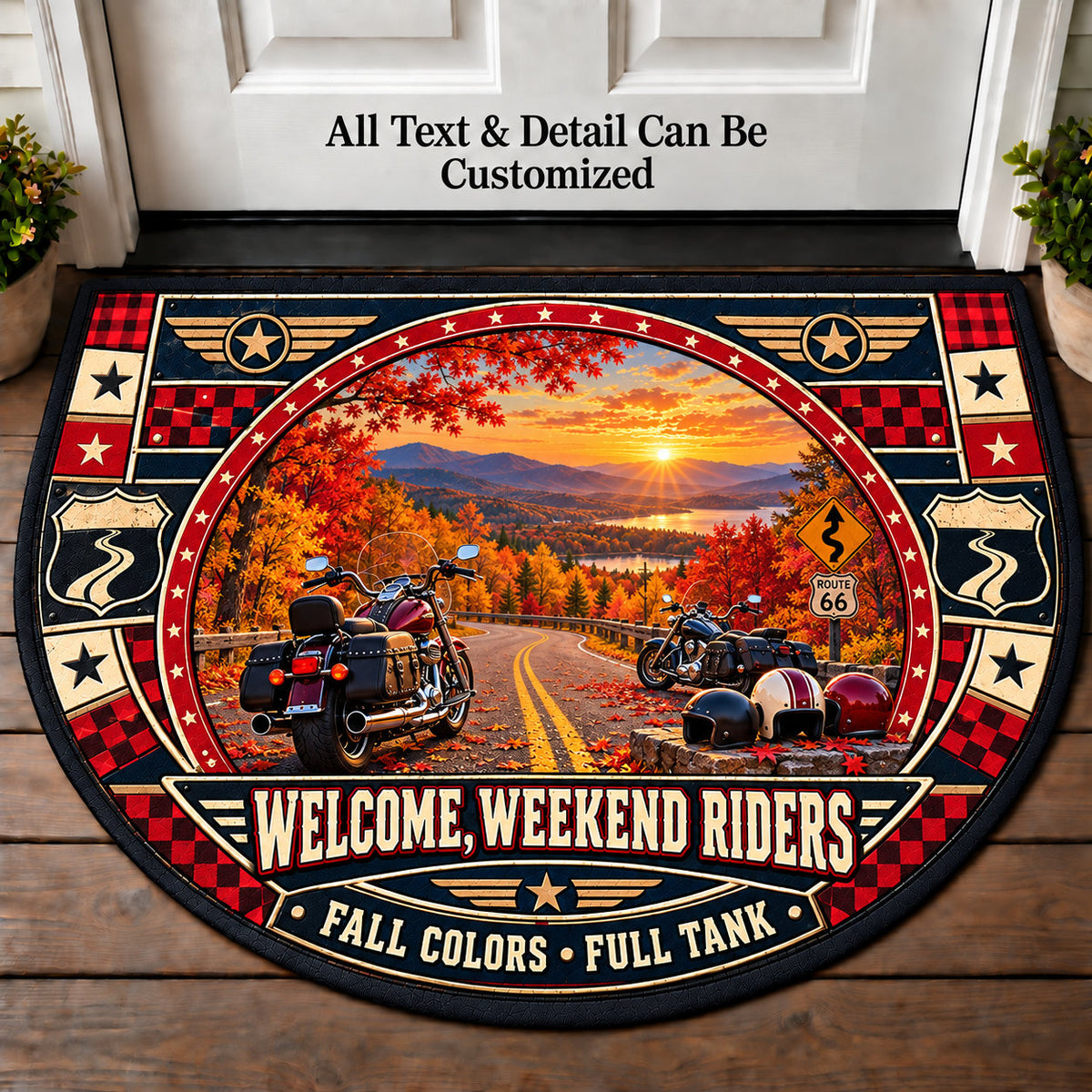 Autumn Ride - Weekend Ride Crew Personalized Half Round Mat | 5To9Vibe