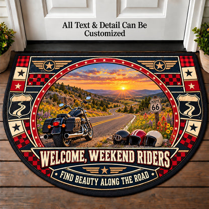 Blacktop Wildflowers - Weekend Ride Crew Personalized Half Round Mat | 5To9Vibe