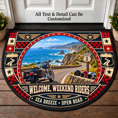 Coastal Route - Weekend Ride Crew Personalized Half Round Mat | 5To9Vibe