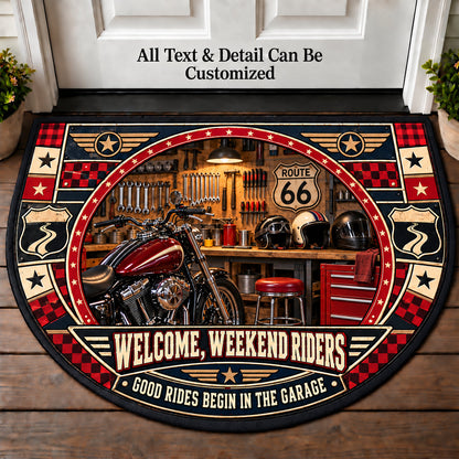 Garage Bench - Weekend Ride Crew Personalized Half Round Mat | 5To9Vibe