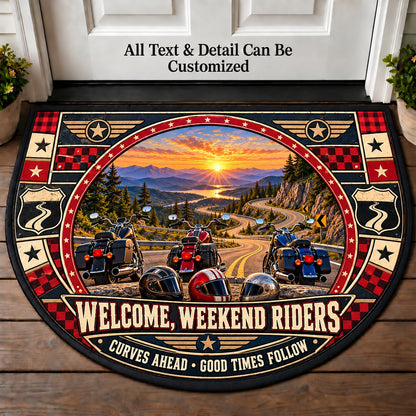 Mountain Pass - Weekend Ride Crew Personalized Half Round Mat | 5To9Vibe