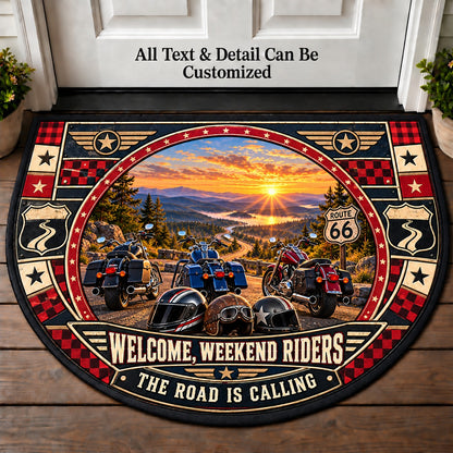 Open Highway Sunrise - Weekend Ride Crew Personalized Half Round Mat | 5To9Vibe