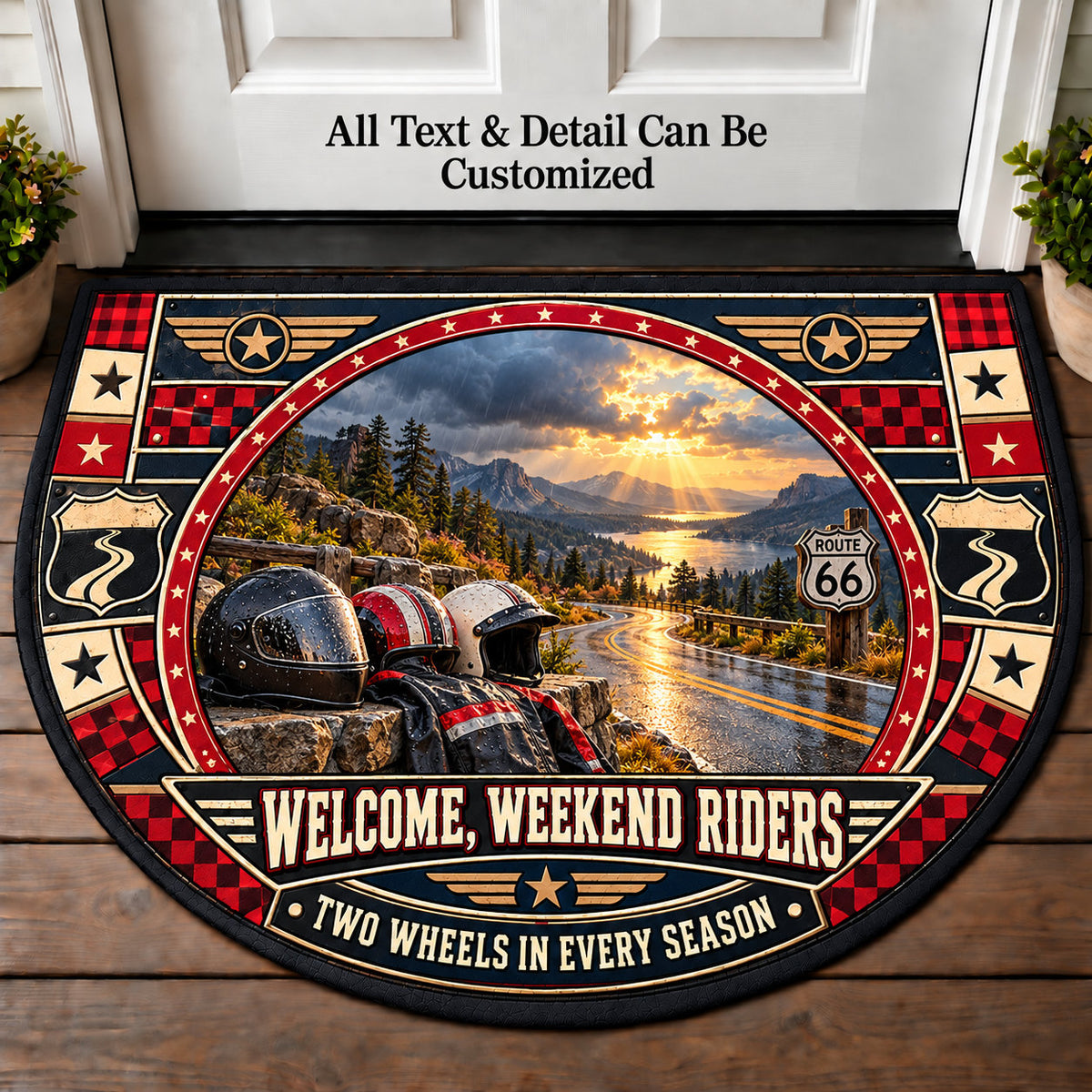 Rain or Shine Ride - Weekend Ride Crew Personalized Half Round Mat | 5To9Vibe