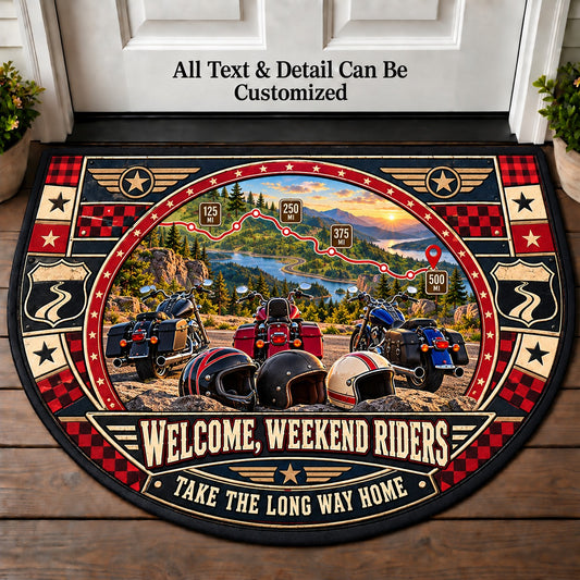 Road Trip Map - Weekend Ride Crew Personalized Half Round Mat | 5To9Vibe