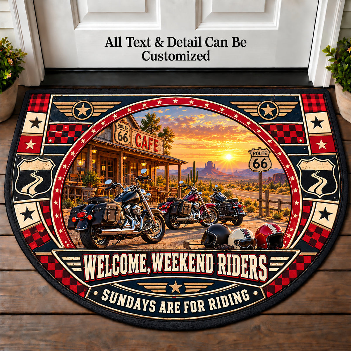Sunday Riders - Weekend Ride Crew Personalized Half Round Mat | 5To9Vibe