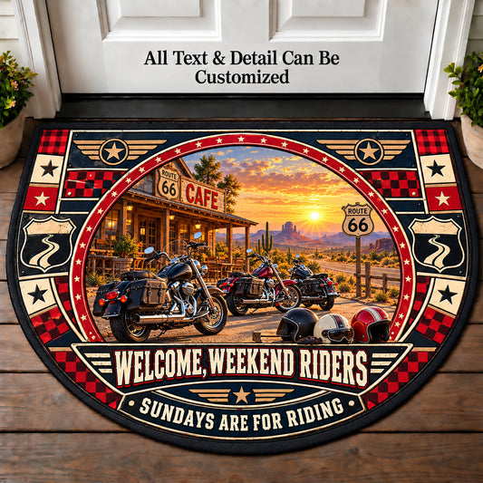 Sunday Riders - Weekend Ride Crew Personalized Half Round Mat | 5To9Vibe