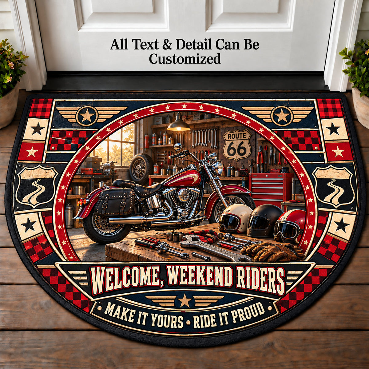 Workshop Wrench - Weekend Ride Crew Personalized Half Round Mat | 5To9Vibe
