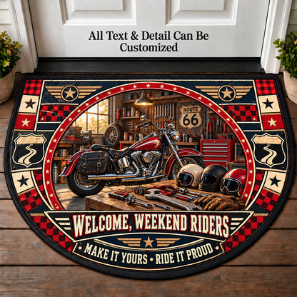Workshop Wrench - Weekend Ride Crew Personalized Half Round Mat | 5To9Vibe