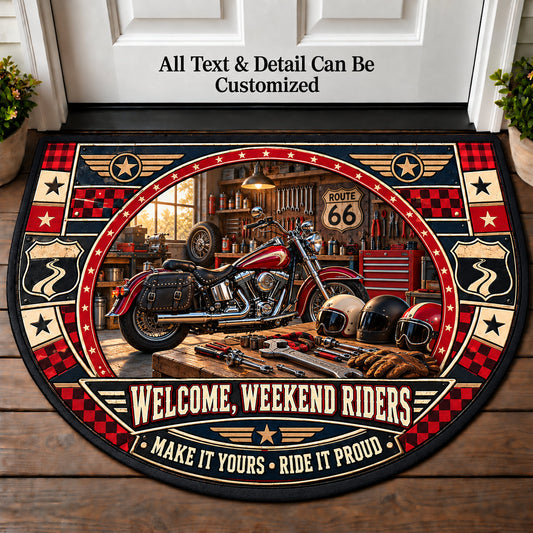 Workshop Wrench - Weekend Ride Crew Personalized Half Round Mat | 5To9Vibe