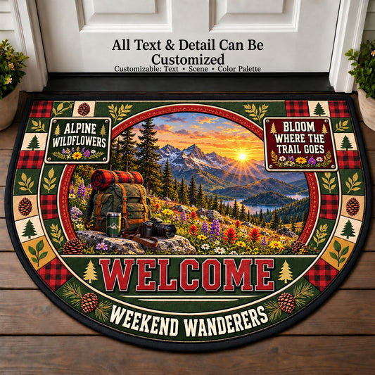 Alpine Wildflowers - Weekend Wanderers Personalized Half Round Mat | 5To9Vibe