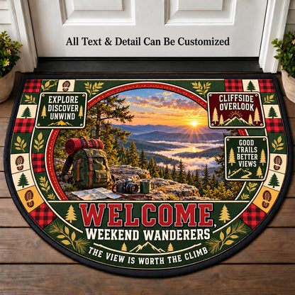 Cliffside Overlook - Weekend Wanderers Personalized Half Round Mat | 5To9Vibe