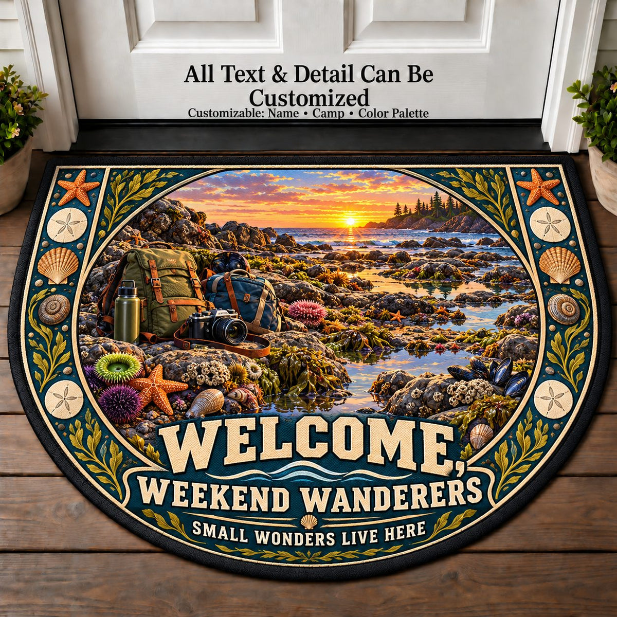 Coastal Tidepool - Weekend Wanderers Personalized Half Round Mat | 5To9Vibe