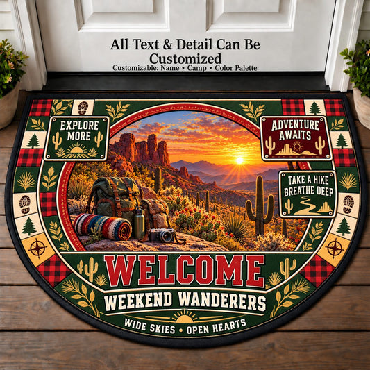 Desert Sunset - Weekend Wanderers Personalized Half Round Mat | 5To9Vibe