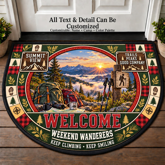 Summit View - Weekend Wanderers Personalized Half Round Mat | 5To9Vibe