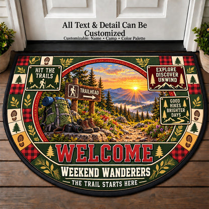 Trailhead Sunrise - Weekend Wanderers Personalized Half Round Mat | 5To9Vibe
