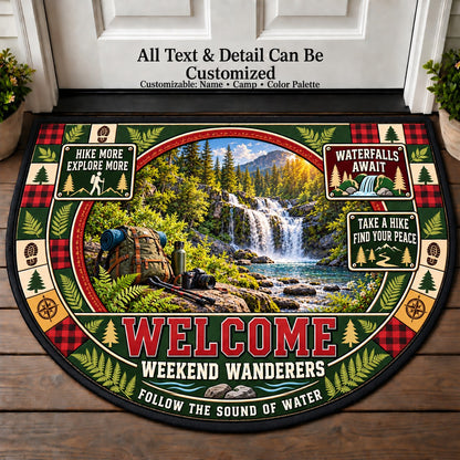 Waterfall Hike - Weekend Wanderers Personalized Half Round Mat | 5To9Vibe