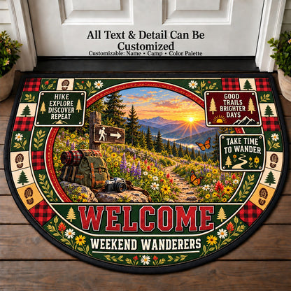 Wildflower Meadow - Weekend Wanderers Personalized Half Round Mat | 5To9Vibe