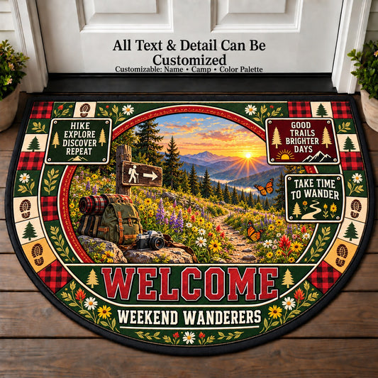 Wildflower Meadow - Weekend Wanderers Personalized Half Round Mat | 5To9Vibe
