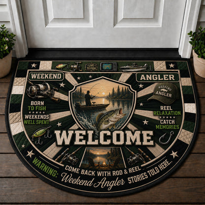 Weekend Angler Fishing Stories Quilted Print Premium Welcome Mat – Personalized Doormat