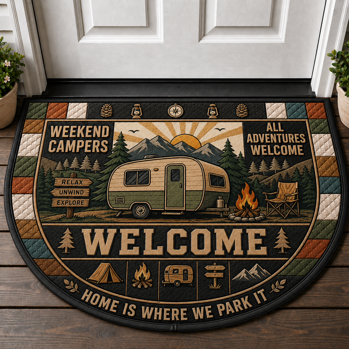 Weekend Campers Welcome Doormat - Home Is Where We Park It Camper Mat - 5to9vibe