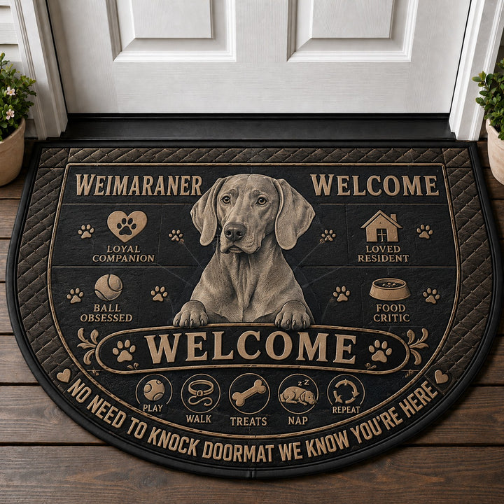 Weimaraner Dog Breed Lover Quilted Print Premium Welcome Mat – Personalized Doormat
