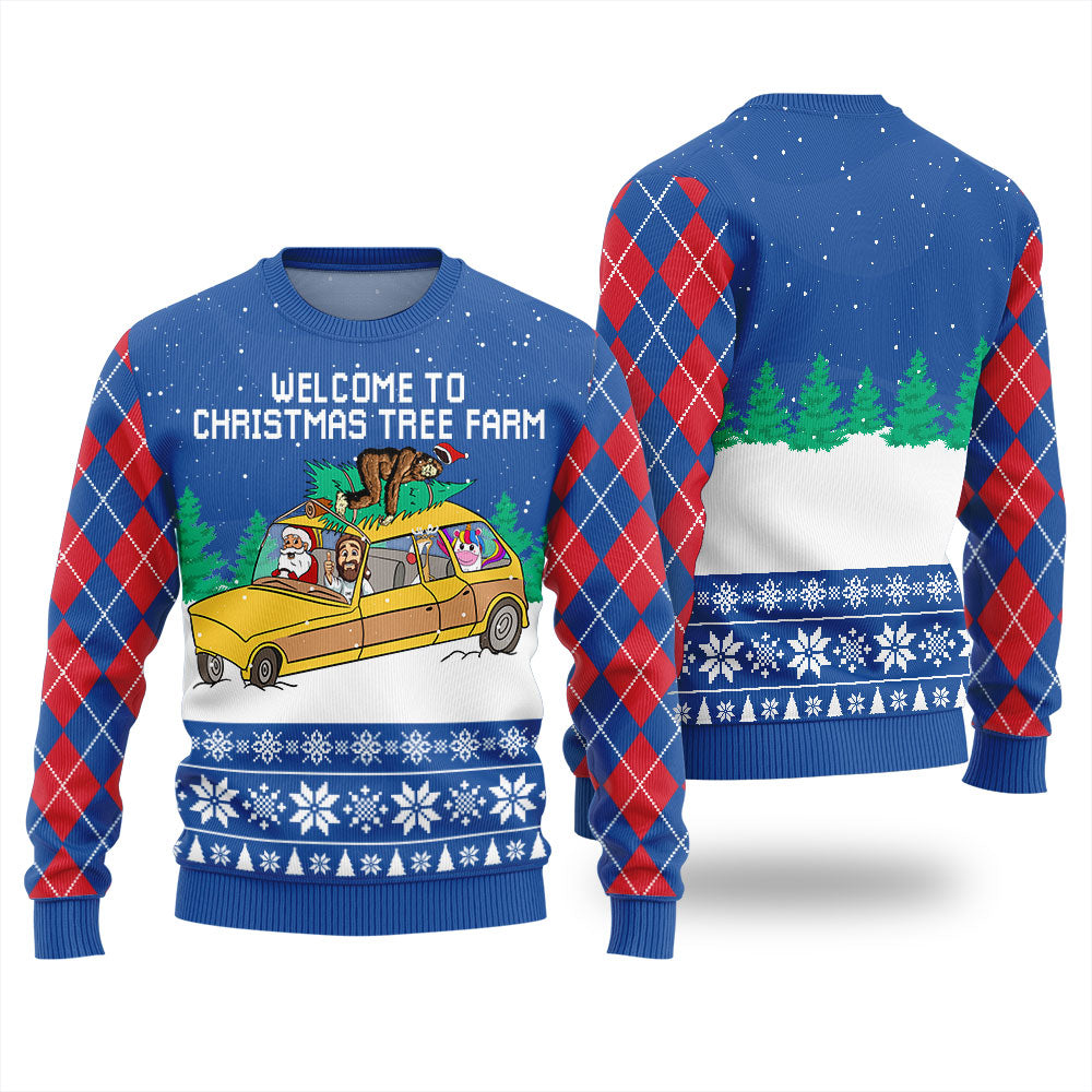Welcome To Christmas Tree Farm Ugly Christmas Sweater
