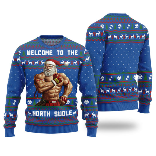 Welcome To The North Swole Santa Christmas Sweater Men