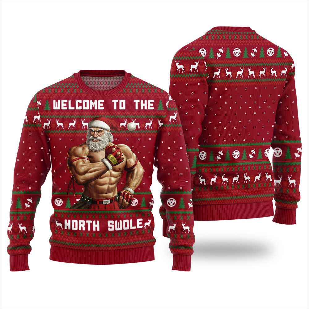 Welcome To The North Swole Santa Ugly Sweater