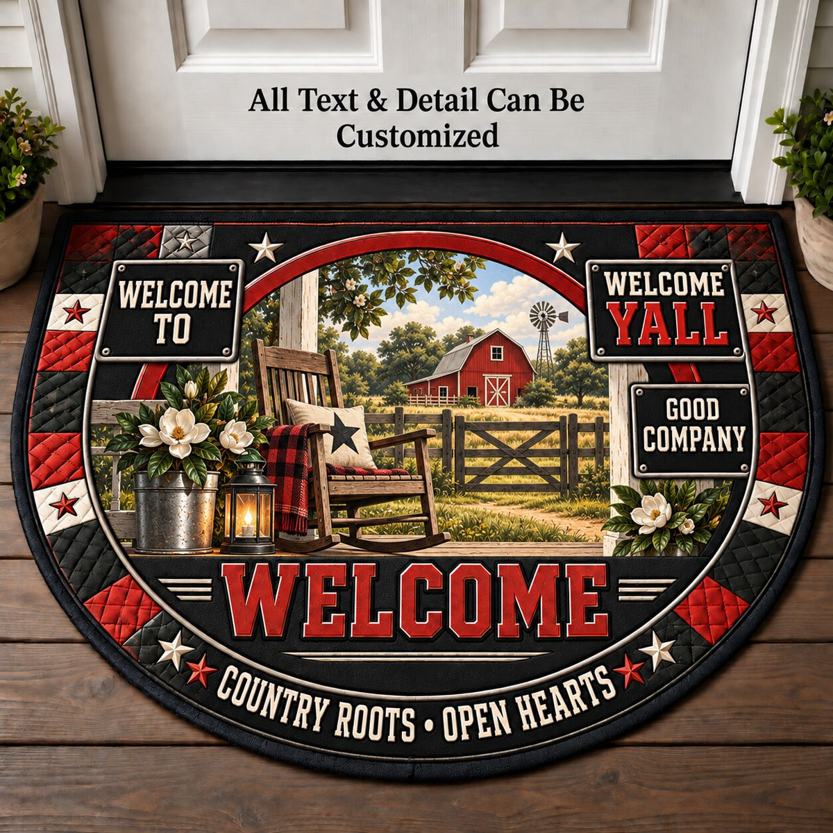 Welcome Yall Personalized Half Round Mat | 5To9Vibe