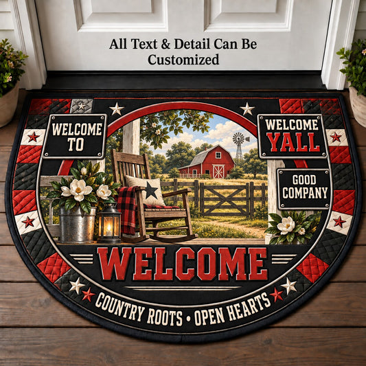 Welcome Yall Personalized Half Round Mat | 5To9Vibe