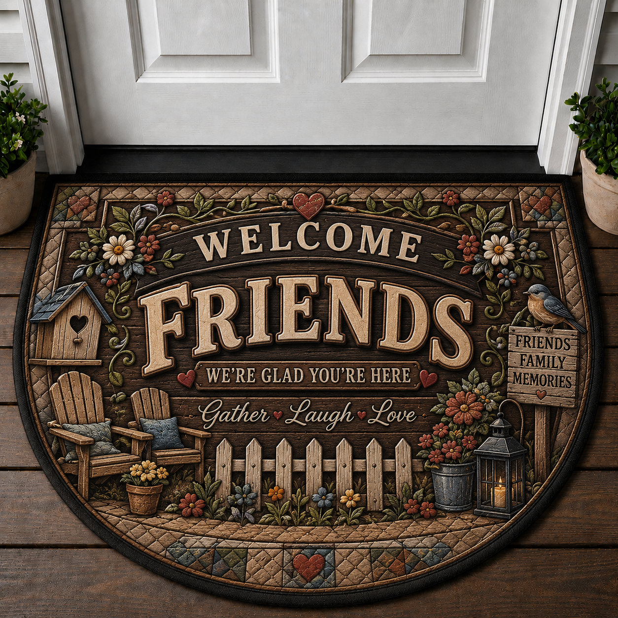 Bless This Home Doormat - Rustic Floral & House Welcome Mat - 5to9vibe