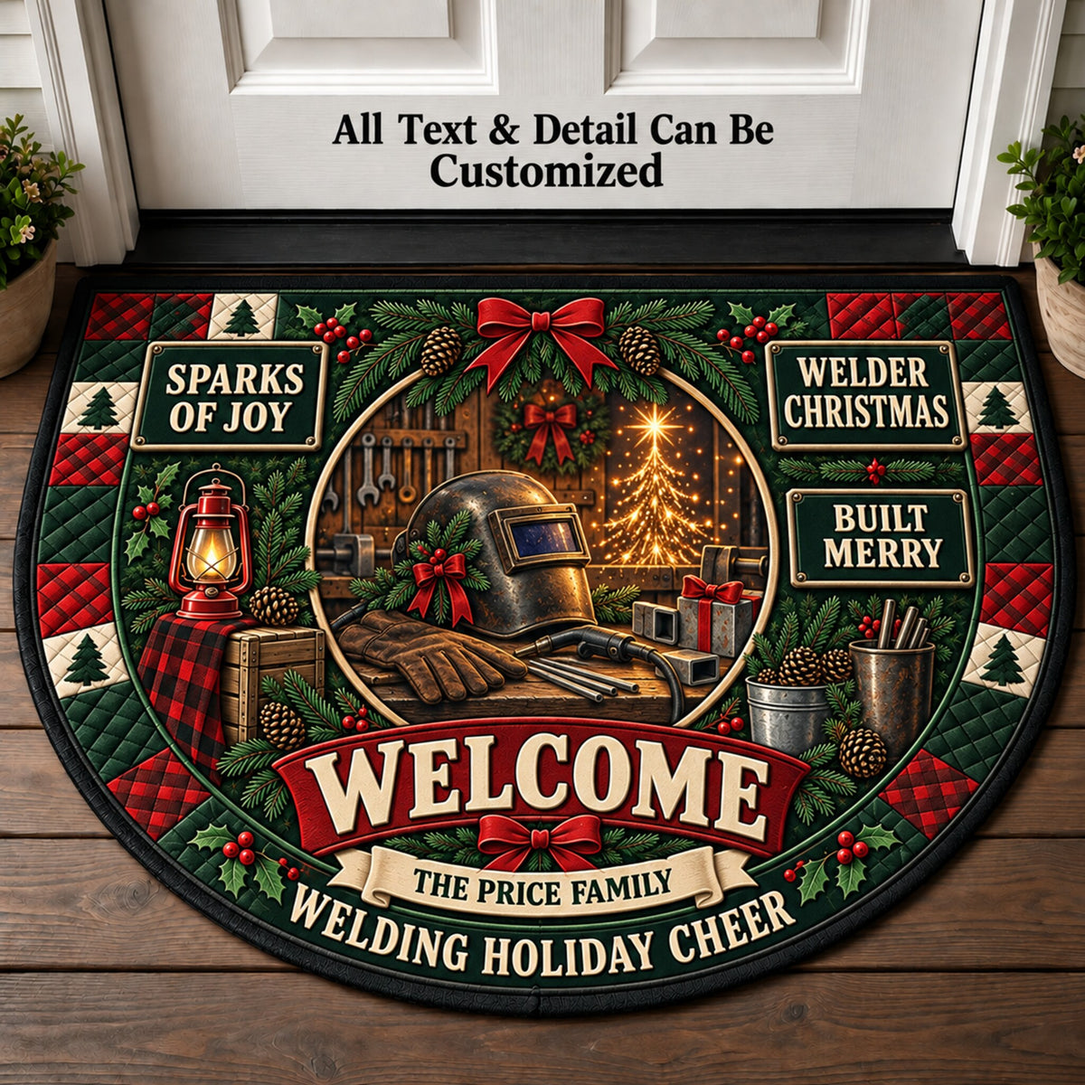 Welder Christmas Personalized Half Round Mat | 5To9Vibe