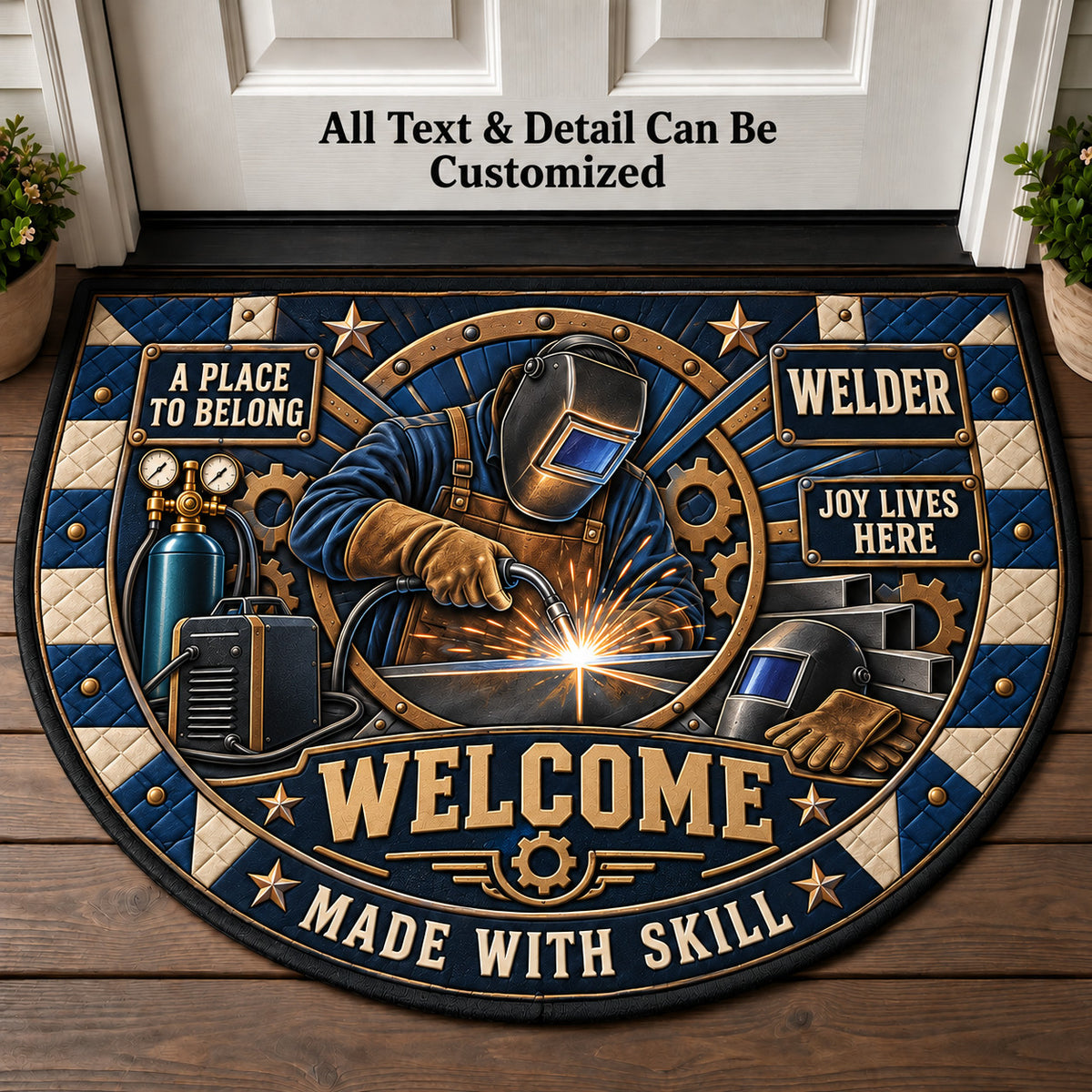 Welder Personalized Half Round Mat | 5To9Vibe