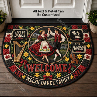 Welsh Folk Dance Personalized Half Round Mat | 5To9Vibe