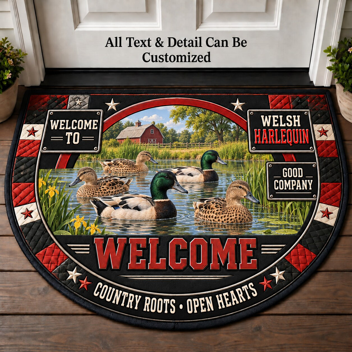 Welsh Harlequin Personalized Half Round Mat | 5To9Vibe