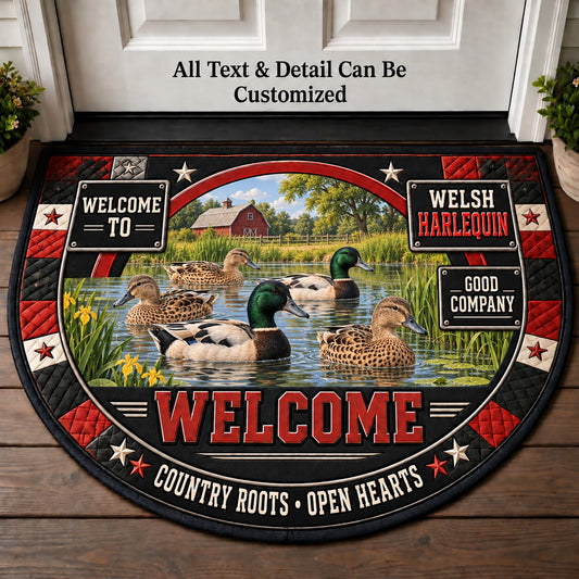 Welsh Harlequin Personalized Half Round Mat | 5To9Vibe
