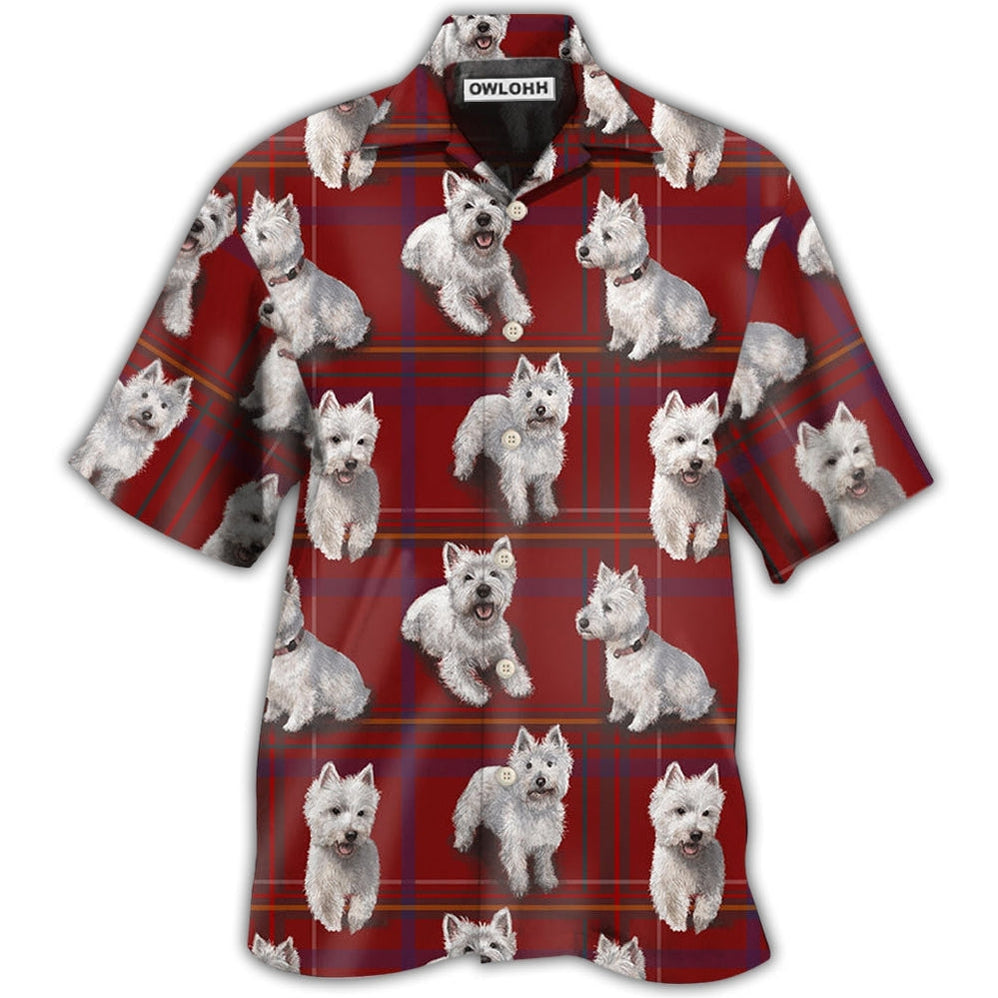 Hawaiian Shirt / Adults / S West Highland Terrier Dog Lover Red Background - Hawaiian Shirt 